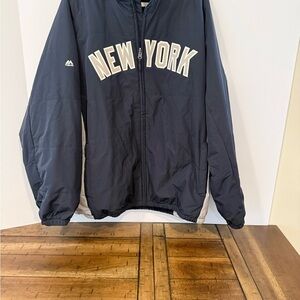 Vintage New York Yankees Navy Windbreaker Jacket with Contrast Panels Majestic